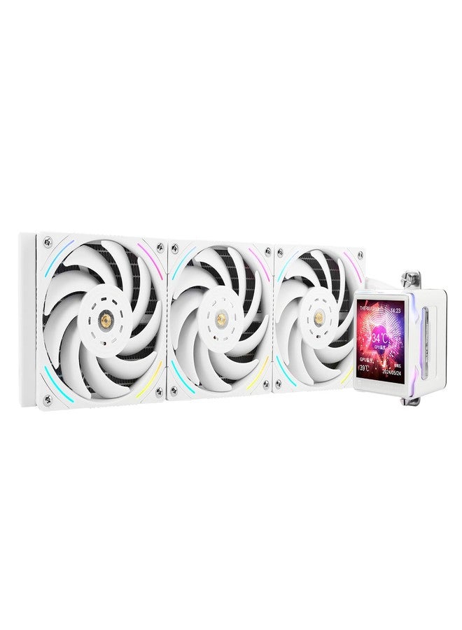 ثيرمالرايت مبرد المعالج Thermalright Elite Vision 360 ARGB أبيض، شاشة IPS LCD بدقة 320 × 320، متوافق مع معالجات AM5 و Intel 1700/1851، تبريد مائي عالي الأداء مع شاشة عرض بلورية سائلة قابلة للإزالة مقاس 2.73 بوصة - Image 1